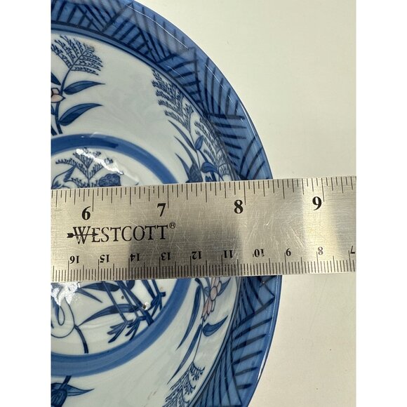 Blue & White Porcelain Bowl Floral & Crane - Picture 7 of 8